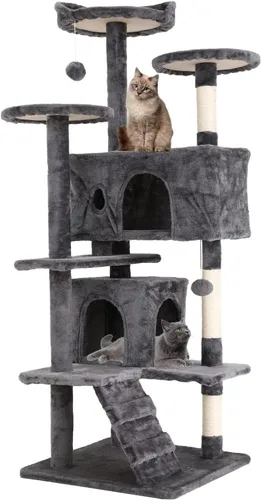 Árbol para gatos de 54 pulgadas, torre de escalada para gatos con poste rascador, casa para gatos con percha, árbol para gatitos, condominio de