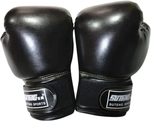Guantes de boxeo para niños 6oz, guantes de entrenamiento y sparring para niños de color negro, guantes de puño para niños, guantes de boxeo Pu para