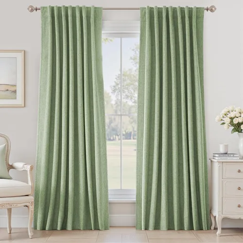 Miniatura 18 de UHITECH - Cortinas opacas beige para sala de estar, cortinas cortas de 35 pulgadas para habitación, cortinas negras para ventanas pequeñas, paneles