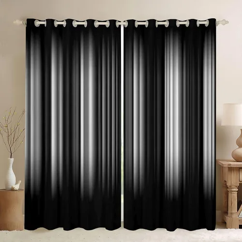 Miniatura 19 de jejeloiu Cortinas rojas y negras para dormitorio (2 paneles, 38 x 45 pulgadas) con líneas geométricas de rayas 30% a 50% cortinas opacas para niños