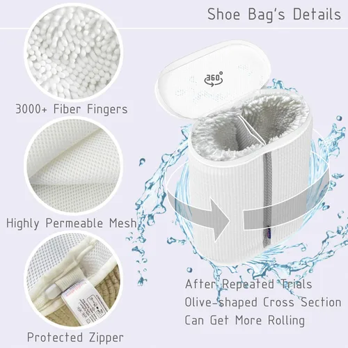 Miniatura 3 de Bolsa para lavadora de zapatos, bolsa de zapatos para lavar con árboles de zapatos ajustables, bolsa de zapatos para lavandería para 2 zapatos