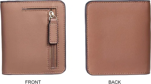 Miniatura 5 de Gostwo - Cartera compacta de piel genuina de lujo para mujer con bloqueo de RFID y ventana de identificación