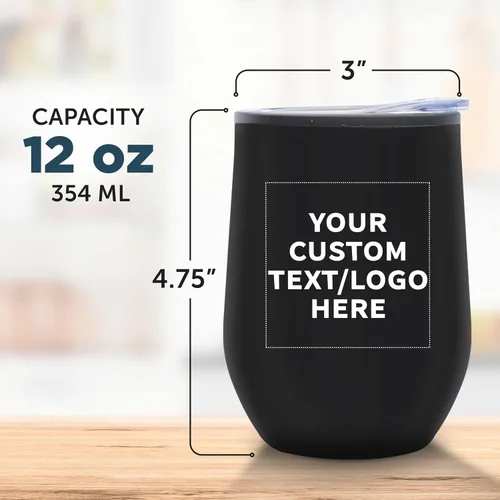 Miniatura 5 de DISCOUNT PROMOS Vasos de vino personalizados sin tallo de 12 onzas, juego de 6/12/24, paquete a granel personalizado, aislados, perfectos para vino