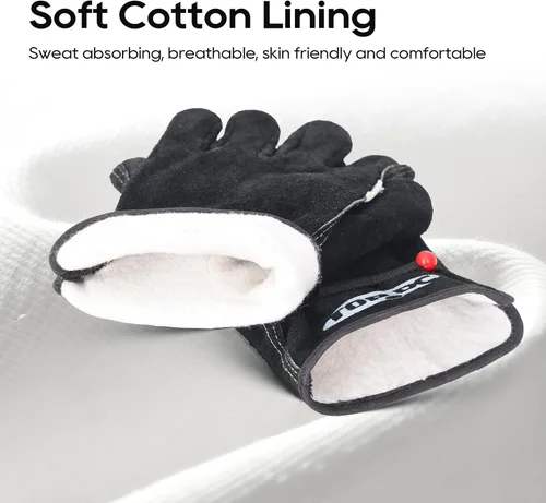 Miniatura 3 de TOPDC Guantes de trabajo de cuero para hombres o mujeres, guantes de cuero de piel de vaca para jardinería, soldadura TIG/MIG, motosierra, granja