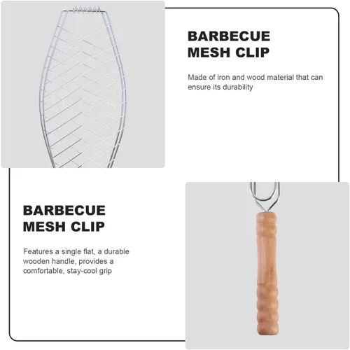 Miniatura 4 de UPKOCH Cesta de 2 piezas, acero inoxidable, estante plegable para asar pescados, red de clip de barbacoa a la parrilla para carne, bistec