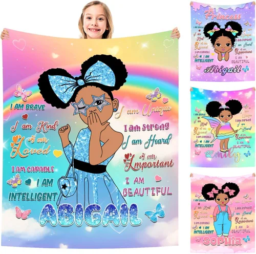 Miniatura 29 de MyPupSocks Manta Decorativa Personalizada con Nombre Personalizado Mantas para Niña Hija Nieta Manta Bonita (7 Tamaños)