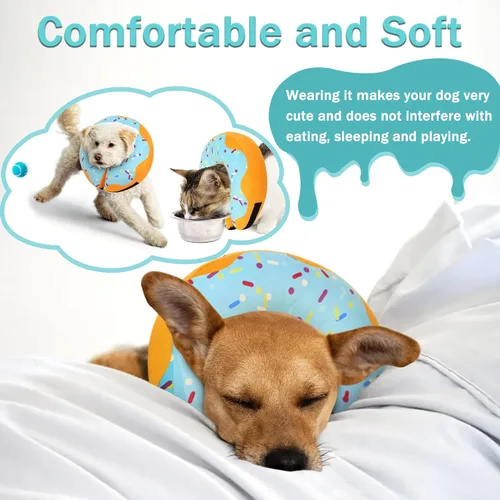 Miniatura 3 de Collar de Dona de Recuperación para Perros y Gatos, Collar de Cono de Perro Inflable Alternativa Después de la Cirugía, Cono Suave para Perros Azul
