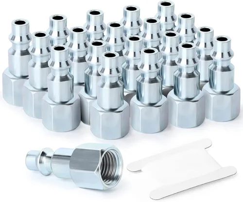Miniatura 15 de GASHER 5 piezas de ajuste de herramienta de aire industrial de acero inoxidable 304 NPT hembra de 1/4 pulgada, tapones neumáticos de alto flujo