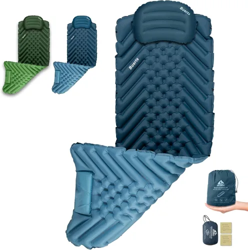 Colchoneta de dormir y almohada inflable, portátil, ultraligero, grueso, rápido de inflar en 30 segundos, se puede empalmar. Adecuado para