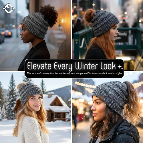 Miniatura 180 de Funky Junque - Gorro para mujer con ranura para cola de caballo