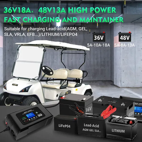 Miniatura 2 de 48v EZ-GO RXV TXT Cargador de batería para carrito de golf, cargador de batería inteligente AGM de plomo Lifepo4 de litio de 48V, cargador de goteo