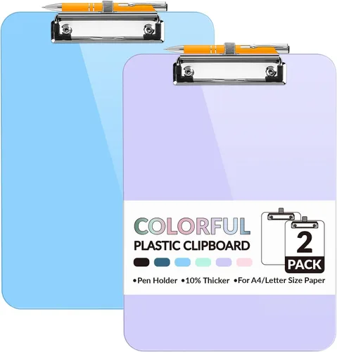 Miniatura 11 de Sooez Portapapeles de plástico con soporte para bolígrafo, [10% más grueso] Tableros de clip de 8.5 x 11 pulgadas con clip de perfil bajo, bonito