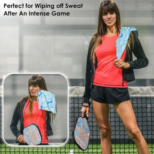 Miniatura 5 de 6 piezas de toallas suaves para pickleball 15 x 17 pulgadas, toallas absorbentes de secado rápido para mujeres, regalos divertidos de pickleball