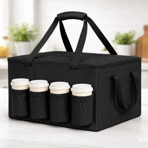 Miniatura 7 de musbus Bolsa de catering para doordash uber eats 22x14x13 Bolsa aislada para entrega de alimentos con portavasos/portabebidas Premium XXL, bebidas