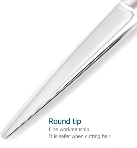 Miniatura 5 de Tijeras profesionales para el cabello de 5.5 pulgadas, tijeras de corte de pelo de peluquería 440C, tijeras de pelo con agujero ciego borde convexo