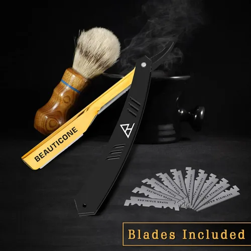 Miniatura 4 de Beauticone Navajas rectas para hombres, navaja de borde recto, 100 cuchillas de un solo filo, acero inoxidable, navaja de barbero para el afeitado