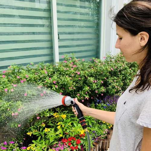 Miniatura 6 de Eden 94050 - Paquete de manguera y boquilla de ducha de metal de 50 pies con juego de inicio de conexión rápida, herramientas de jardinería