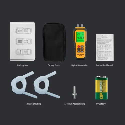 Miniatura 7 de Manómetro Digital de Puerto de Presión de 5/16 Pulgadas de Diámetro, YZT Meter Medidor de Presión de Aire de Puerto Dual Manómetro de Presión HVAC
