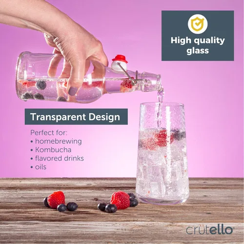 Miniatura 4 de Crutello Botellas de cerveza de vidrio transparente de 16 onzas para elaboración de cerveza, kombucha, soda, jugo, paquete de 12 botellas de vidrio