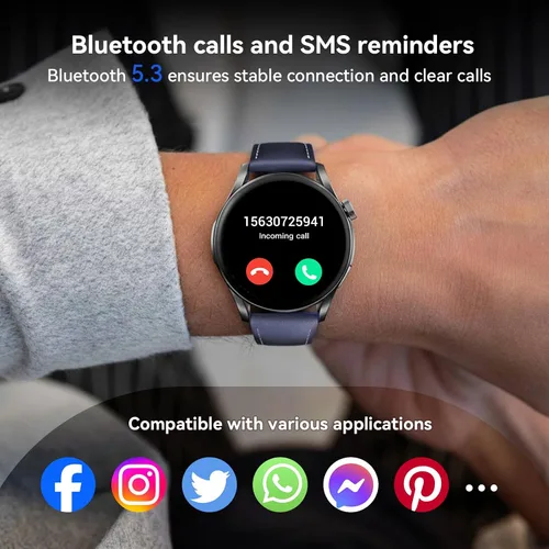 Miniatura 4 de Reloj inteligente (respuesta/hacer llamadas), pantalla FHD AMOLED de 1.43 pulgadas para hombres y mujeres, más de 100 modos deportivos, relojes