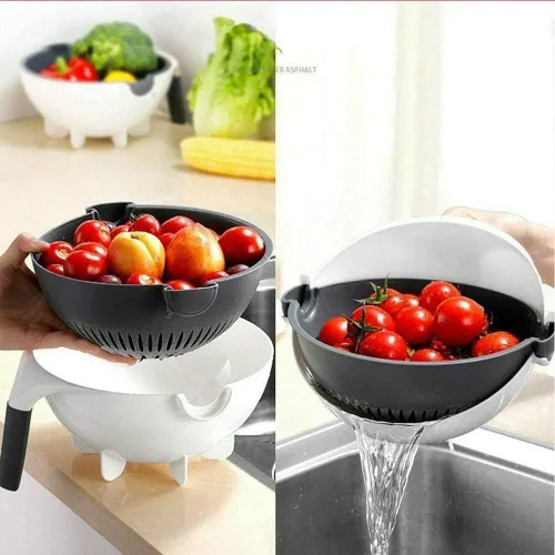Miniatura 2 de AAYAN Cortador de verduras multifunción 11 en 1 con cesta de drenaje, cortador de verduras de gran capacidad, triturador de verduras, rallador