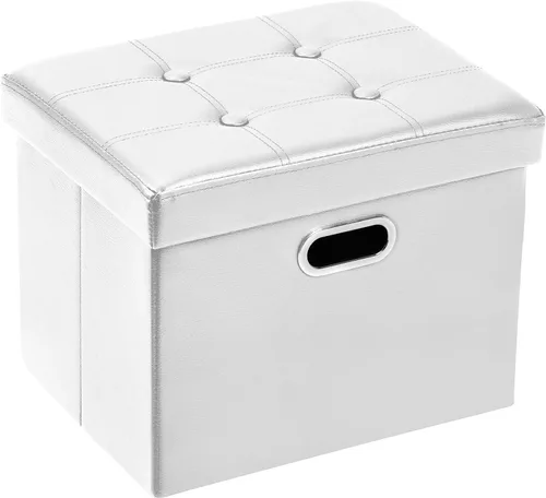 Miniatura 12 de COSYLAND - Reposapiés u otomano con almacenamiento plegable de piel, con agujero para agarrar, para habitación, tamaño pequeño, rectangular, 17 x 15