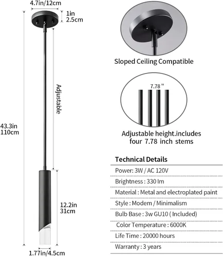 Miniatura 3 de Luces colgantes modernas en la cocina, mini lámpara colgante negra para dormitorio, mesita de noche, candelabro pequeño, lámpara colgante de techo