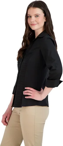 Miniatura 2 de Zac & Rachel Camiseta de manga 34 con botones para mujer con inserciones de punto acanalado para un ajuste cómodo