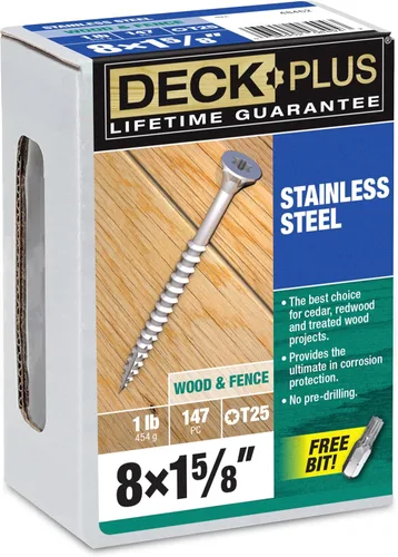 Miniatura 32 de Deck Plus Tornillos para valla y madera exterior con revestimiento epoxi de 3 pulgadas #10 x 3 Torx/Star Drive Incluido, rosca gruesa, tornillo