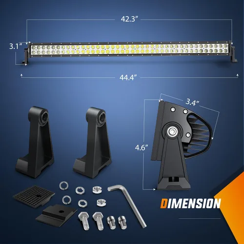 Miniatura 2 de Nilight - Barra de luz LED curva de 42 pulgadas/240 W/12 V, haz focalizado/de inundación todoterreno, interruptor encendido/apagado de 5 pines, kit