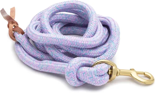 Miniatura 2 de Correa de plomo poli cowboy de cuero Weaver con broche, 5/8" x 10', Lila claro/Azul claro/Verde claro Morado claro/azul claro/verde claro