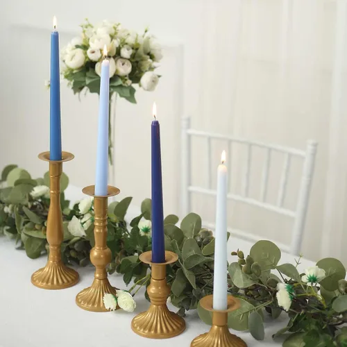 Miniatura 6 de Efavormart - Paquete de 12 velas cónicas de cera prémium de 10 pulgadas, color azul mezclado metálico, velas sin perfume