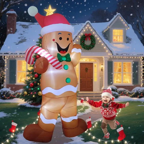 Miniatura 3 de Decoración inflable gigante de Navidad con luz LED de 12 pies para exteriores, decoración inflable para patio/fiesta/césped/jardín/entrada