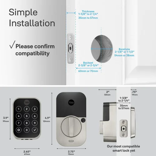 Miniatura 7 de Yale Assure Lock 2 Touch Deadbolt, Cerradura de puerta de entrada sin llave de ante negro con teclado digital táctil y escáner de huellas