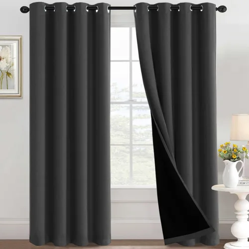 Miniatura 24 de H.VERSAILTEX Cortinas 100% de opacidad para dormitorio, con aislamiento térmico, cortinas opacas completas para sala de estar, cortinas de ventana