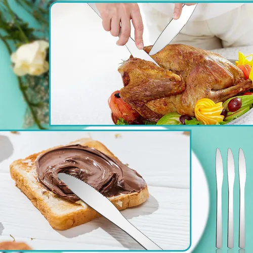 Miniatura 4 de Gisafai 150 cuchillos de cena de acero inoxidable de 8.3 pulgadas, cuchillos separadores de cubiertos, cuchillo de mantequilla duradero para mesa