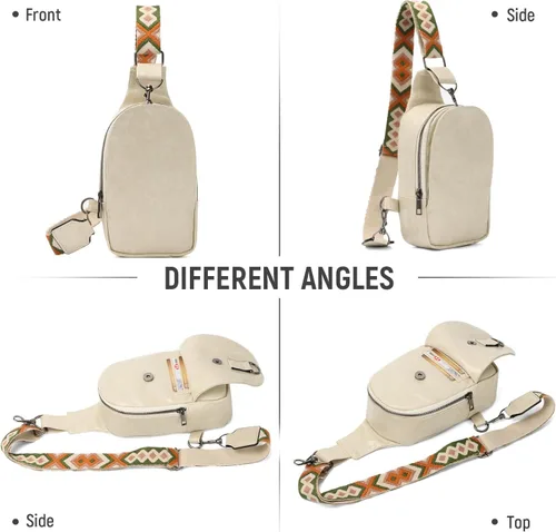 Miniatura 4 de KUANG! Bolso bandolera para mujer, de piel sintética, pequeña, bandolera, multiusos, para el pecho, para mujer, ciclismo, viajes