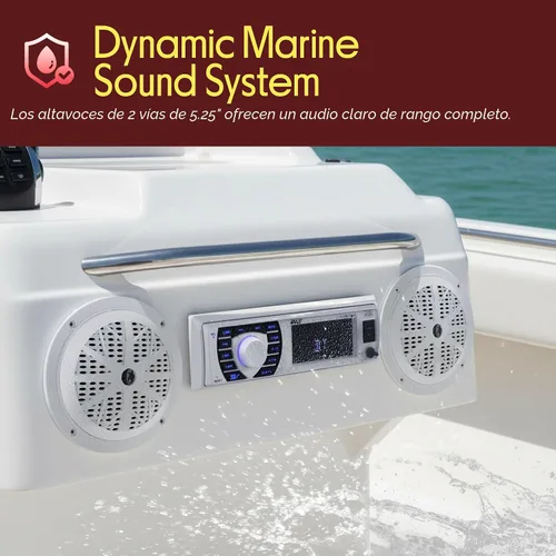 Miniatura 7 de Pyle Kit de altavoces receptores de unidad de cabeza marina – In-Dash LCD estéreo digital integrado Bluetooth y micrófono con sistema de radio AM FM