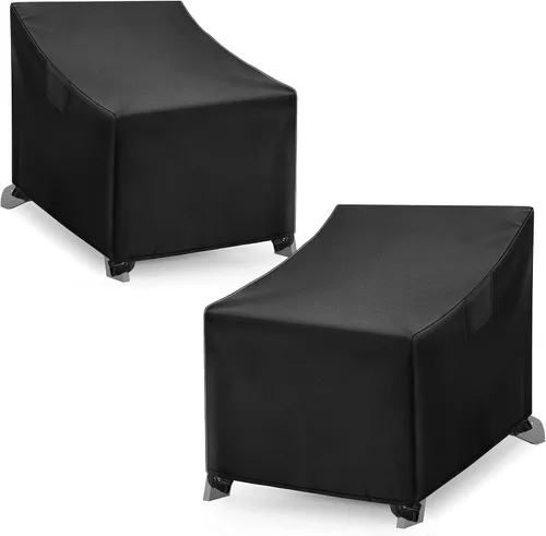 Miniatura 8 de WLEAFJ Fundas Impermeables para Sillas de Exterior, Fundas Negras para Muebles de Patio y Césped, Funda de Asiento Profundo para Sillón de Patio