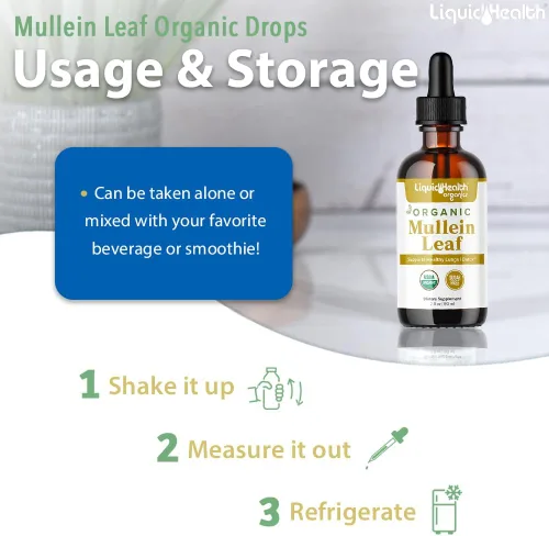 Miniatura 4 de LIQUIDHEALTH USDA Orgánico Extracto de Hoja de Gordolobo en Gotas para Pulmones - Gotas Herbales de Limpieza para Fumadores, Apoyo Inmunológico