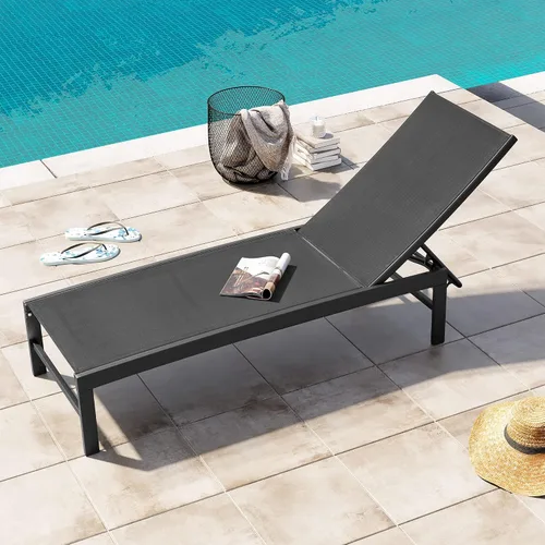 Crestlive Products Sillas de salón al aire libre, tumbonas de aluminio para piscina, reclinables ajustables de cinco posiciones, para todo tipo de