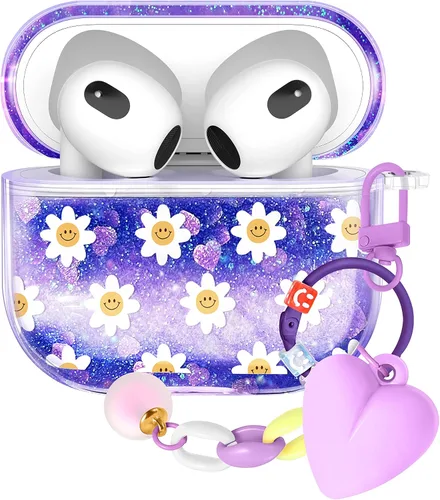 Miniatura 41 de Funda para Apple para Airpods 4 Case 2024 - Arena Movediza Líquida Arte Artístico Estético Funda Mujer Chica Mujeres Brillante Brillo Purpurina