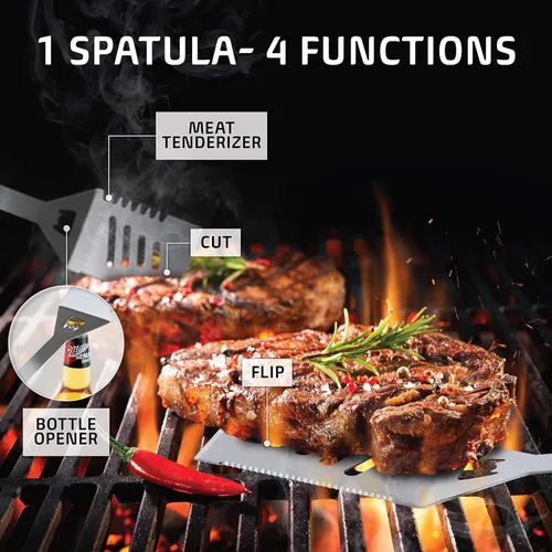 Miniatura 7 de Kaluns Accesorios para Barbacoa, Regalos para Papá para Navidad, Regalos para Barbacoa, Juego de Herramientas para Barbacoa de Acero Inoxidable