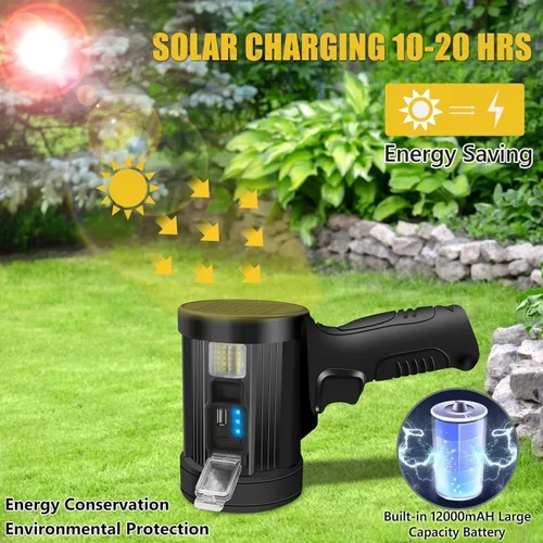 Miniatura 3 de Foco Reflector de 1000000 Lúmenes, 6 Modos Linterna LED Recargable Como Se Ve en TV con Trípode, 3 Filtros de Color, Luces Solares Super Brillantes