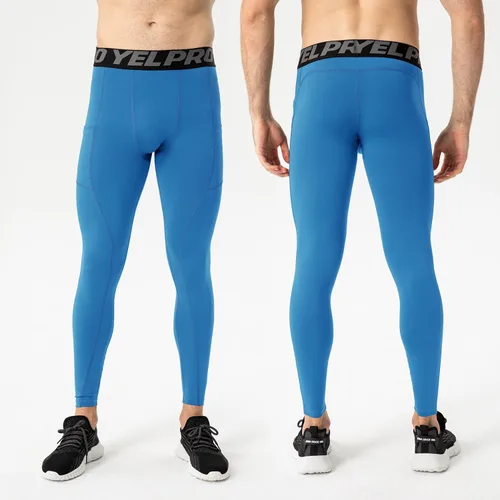 Miniatura 4 de Yuerlian Paquete de 1 o 3 pantalones de compresión para hombre, leggings atléticos con bolsillos, para correr, ciclismo, entrenamiento