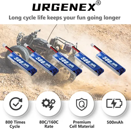 Miniatura 4 de 5 unids EMAX Batería 1S 500mAh 3.8V HV Lipo Batería 80C Alta Tasa de Descarga RC Drone Batería con PH2.0 Plug Fit para EMAX Quadcopter y la mayoría