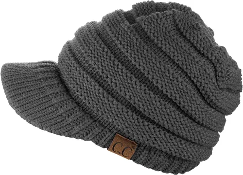 Miniatura 23 de C.C Gorro de punto trenzado cálido y grueso con visera