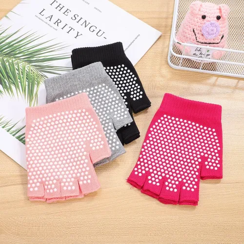 Miniatura 2 de BESPORTBLE 4 pares de guantes de yoga antideslizantes para mujer, guantes de entrenamiento de medio dedo, versátiles protectores de manos