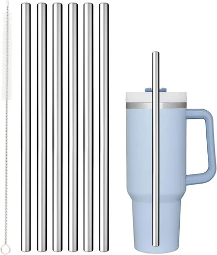 Miniatura 9 de Popote de repuesto compatible con vaso tumbler Stanley de 40 onzas y 30 onzas, paquete de 6 popotes reutilizables con cepillo de limpieza, plástico