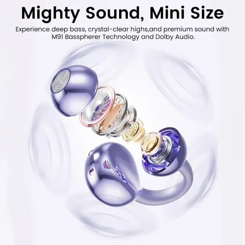 Miniatura 5 de Auriculares inalámbricos con clip Bluetooth 5.4 de oreja abierta, reproducción de 50 horas, deportivos sobre la oreja, cómodos para orejas pequeñas